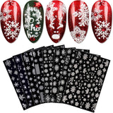 JMEOWIO Nagelsticker Weihnachten Weiß Glitter 8 Blatt Nail Art Sticker Selbstklebend Nagelaufkleber Schneeflocke Winter Urlaub Dekoration Nageldesign Zubehör