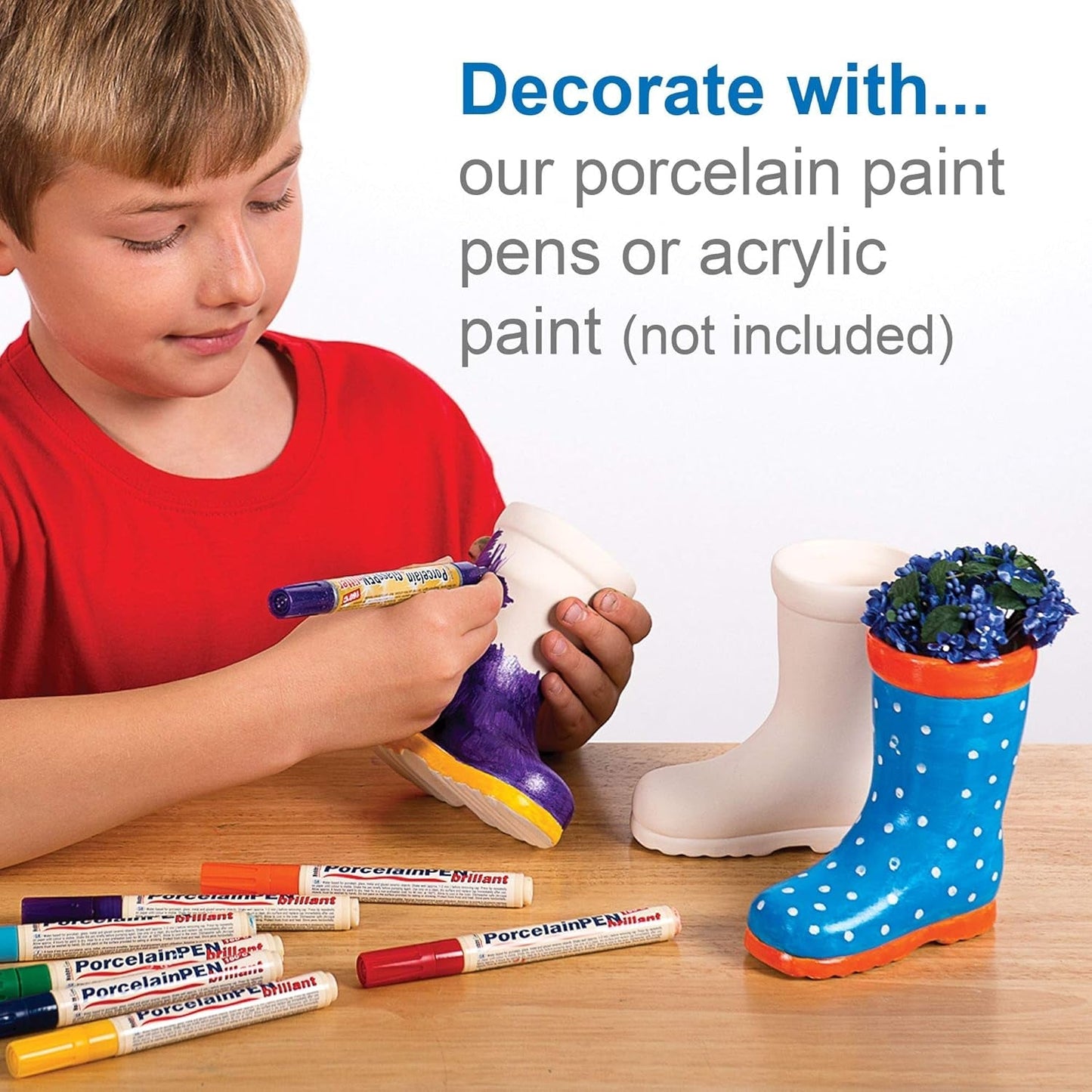 Baker Ross 'Wellies' Keramiktöpfe für Kinder (2 Stück)