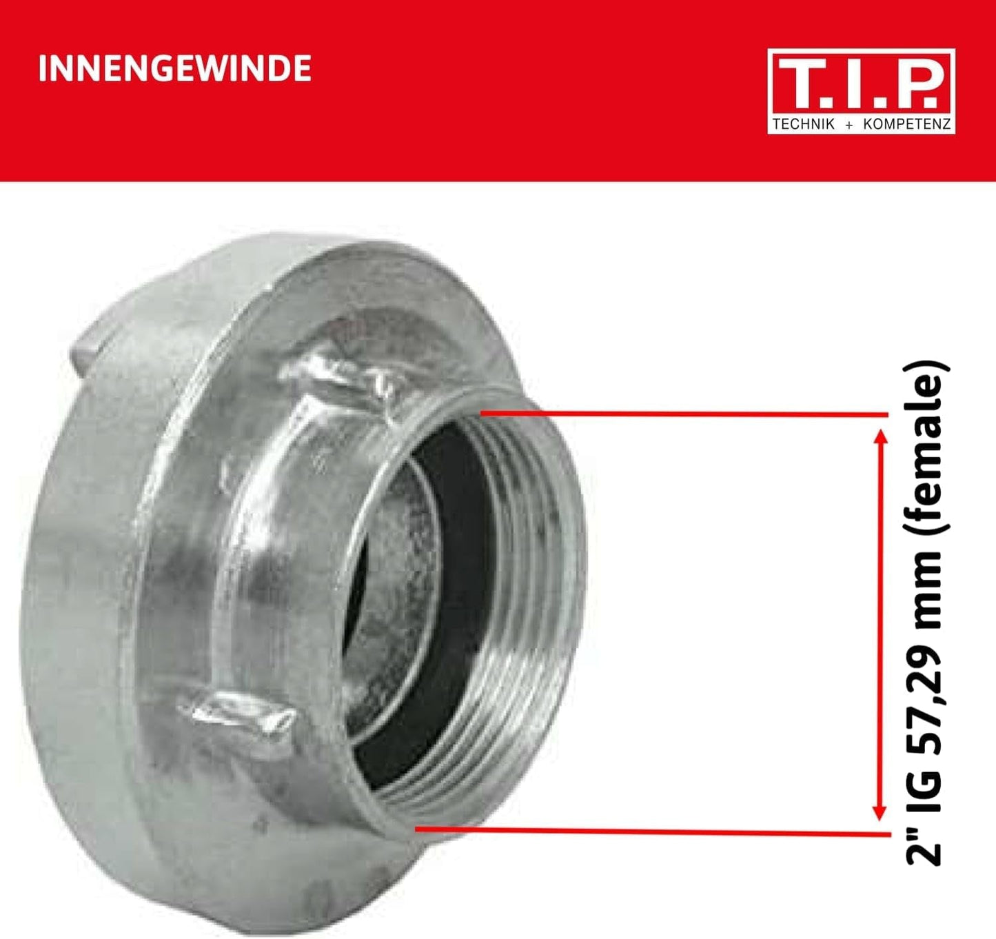 Storz TYP C 52 Kupplung, 2" Innengewinde, für Rohre und Armaturen mit Nitril-O-Ring für Saug- und Druckeinsätze, aus Aluminium, 31092