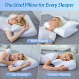HOMCA Nackenkissen Orthopädisches Kissen 2-in-1-Memory-Schaum-Kissen Nackenstützkissen Ergonomisches Kopfkissen für Rücken-, Seiten- und Bauchschmerzen 60 x 13/11 x 40 cm Naty Shop Orthopädische Nackenkissen