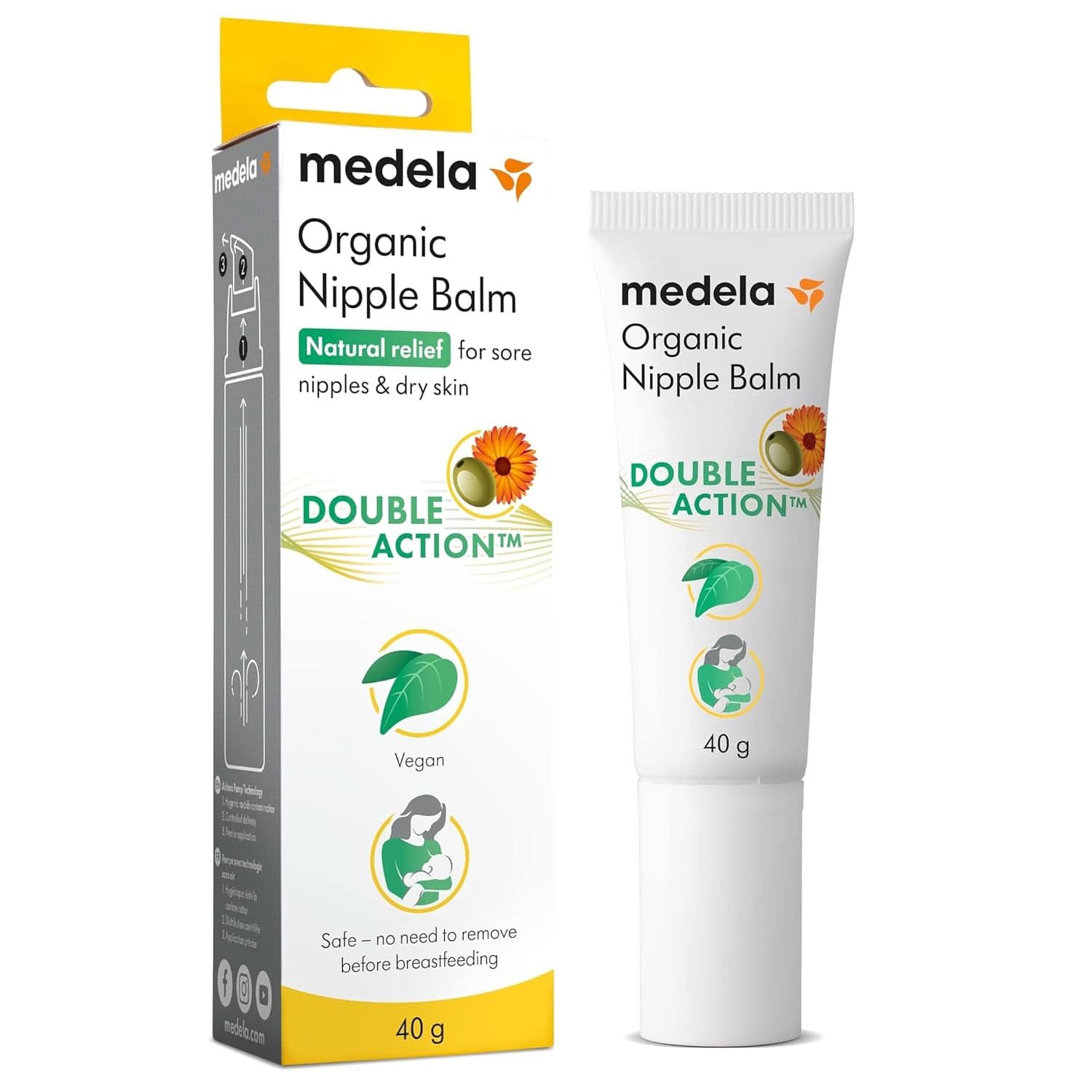 Medela Bio-Brustwarzenbalsm – Beruhigend Und Pflegend Für Stillende Mütter – Hergestellt Aus Natürlichen, Sicheren Inhaltsstoffen – Linderung Bei Beanspruchten Brustwarzen – Postpartum Essentials 40 G Zubehör Essen und Stillen Baby Naty Shop Bio Brustwarzencreme 40G