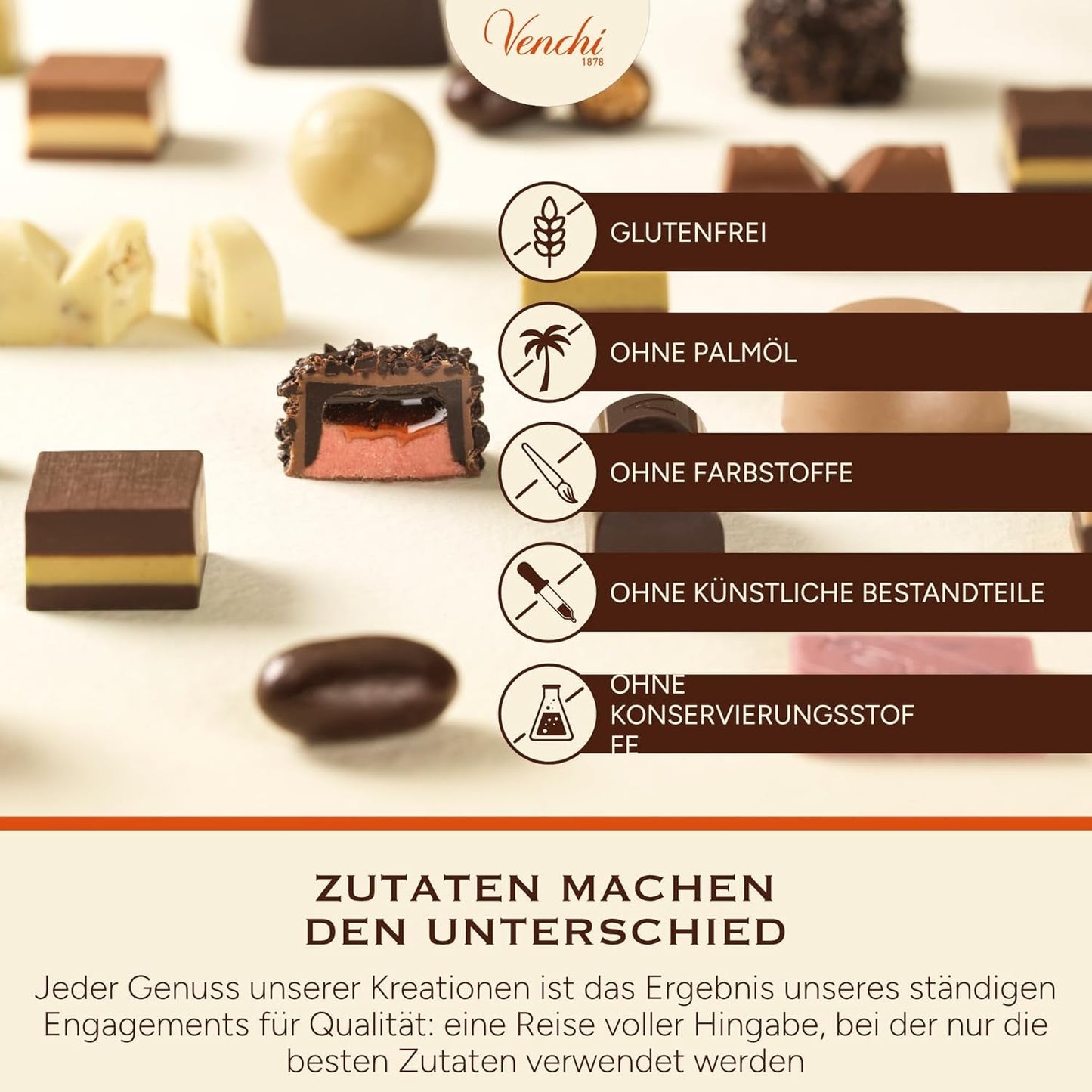 Venchi – Granblend Extra Black 75 % OHNE Zuckerzusatz, 1 kg – OHNE künstliche Süßstoffe – glutenfrei – vegan
