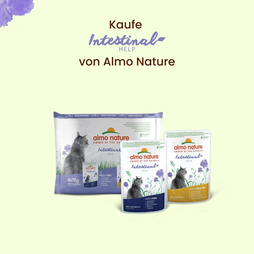 Almo Nature Functional – Darmhilfe – Nassfutter für erwachsene und ausgewachsene Katzen mit empfindlichem Darm – mit Fisch – unterstützt das Mikrobiom – 70 g (30 Stück)