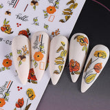 3D Herbst Nagelaufkleber Kürbisblätter Nagelaufkleber Geometrische Linie Blumen Nagelaufkleber Thanksgiving Day Design Nagelaufkleber Herbst Kürbis Nagelaufkleber Nagelzubehör Nagelkunst