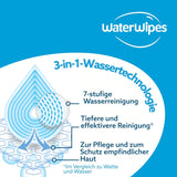 WaterWipes Sensitive+ Feuchttücher für Babys und Kleinkinder, 720 Stück (12er-Pack), 3-in-1-Reinigung, Pflege, Schutz, 99,9 % Wasser, strukturierte Reinigung, parfümfrei