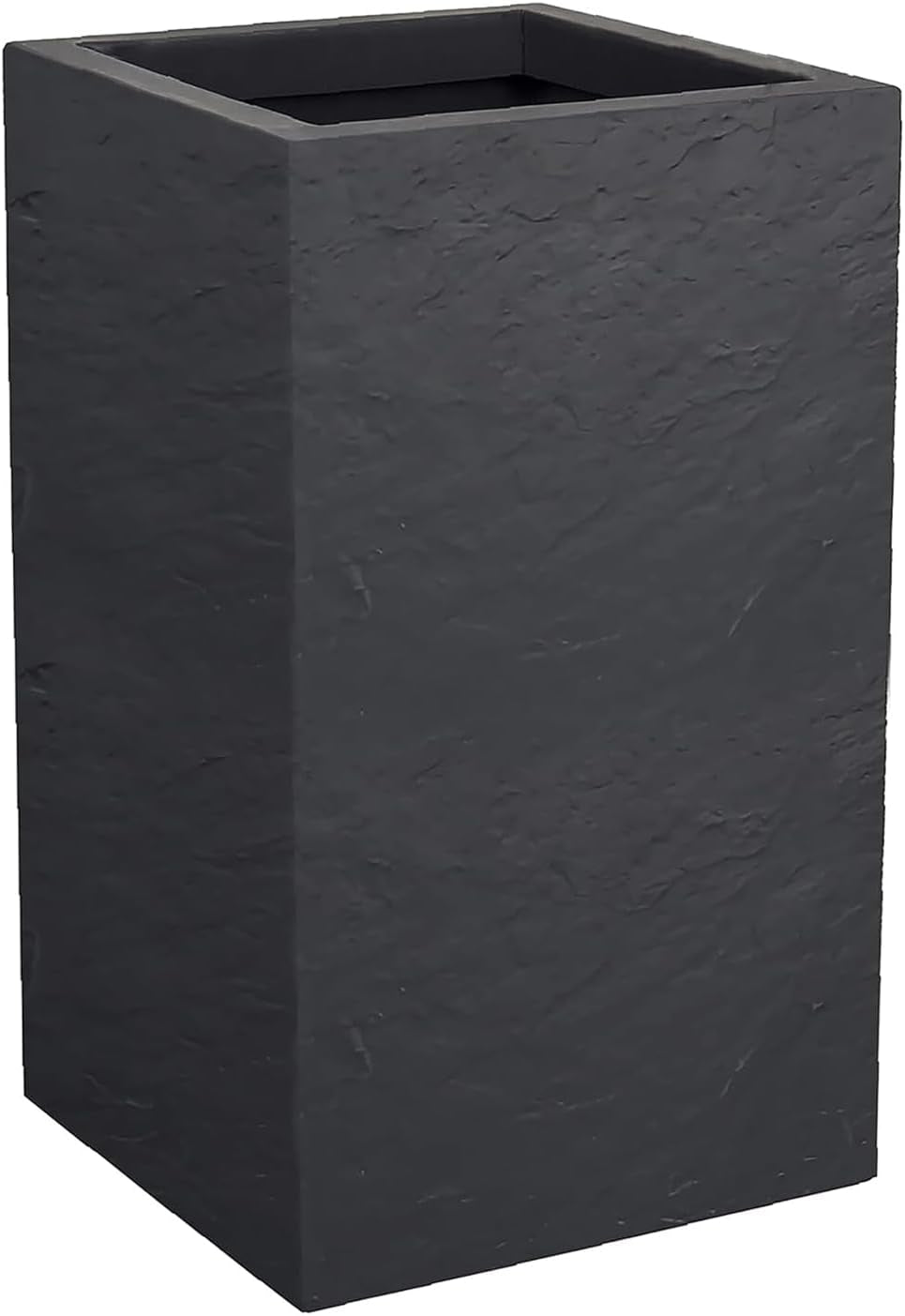 Pflanzgefäß Volcania Up, quadratisch, hoch, 36 l, Steinoptik, einwandig, Wassertank, 29,5 x 29,5 x 49,5 cm, Anthrazitgrau