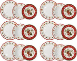 Hutschenreuther Happy Wintertime Red Christmas Geschirrset für 6 Personen, Porzellan, mehrfarbig, 6 Frühstücksteller, 6 Speiseteller und 6 Speiseteller, spülmaschinen- und mikrowellengeeignet