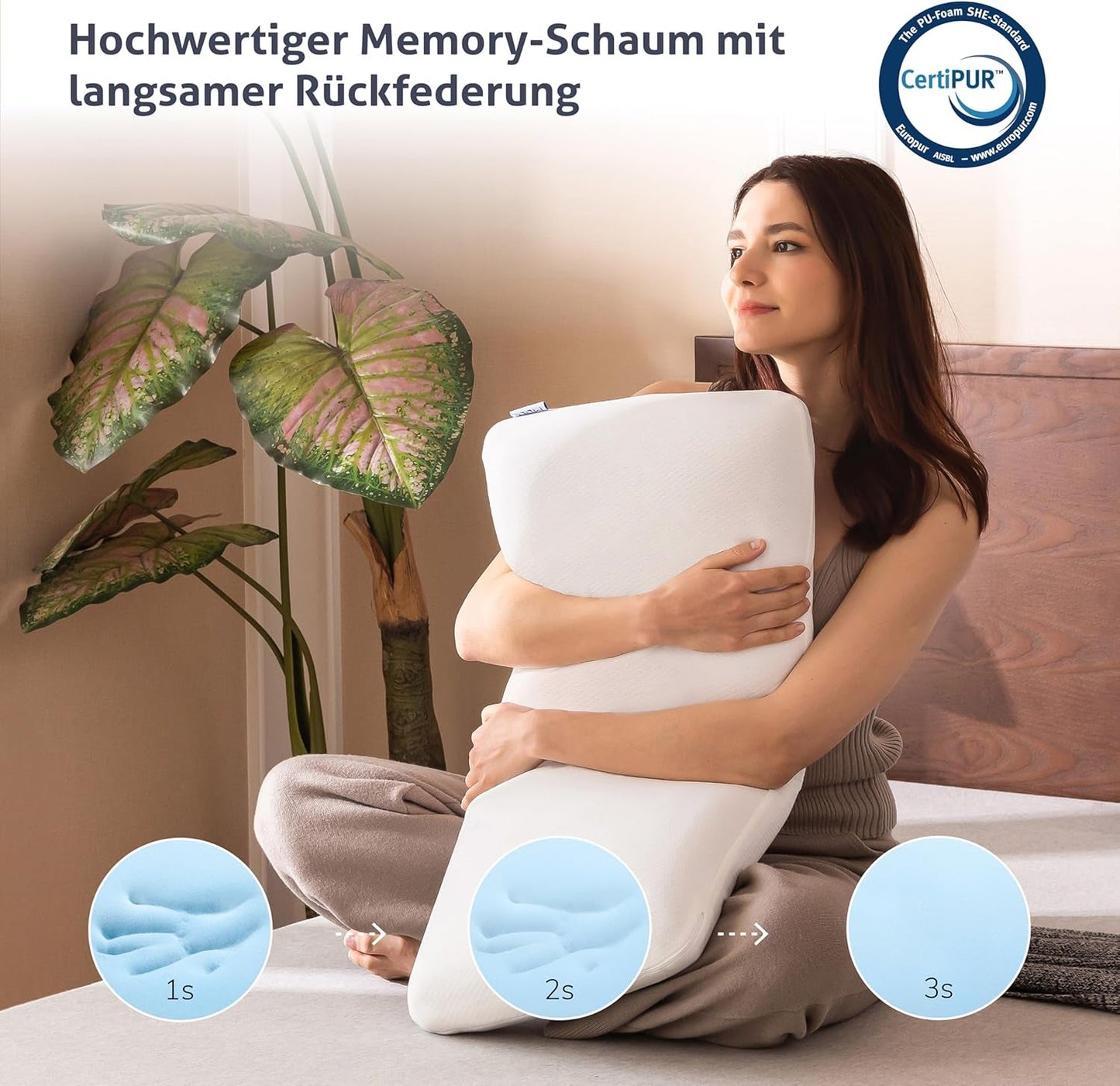 EGO HOME Kissen Memory Foam Weiches ergonomisches Kissen für Rückenschläfer Seitenschläfer Nackenstützkissen mit atmungsaktivem und waschbarem Bezug, Öko-Tex-zertifiziert, Nackenkissen 75 x 35 cm Perne Standard Naty Shop
