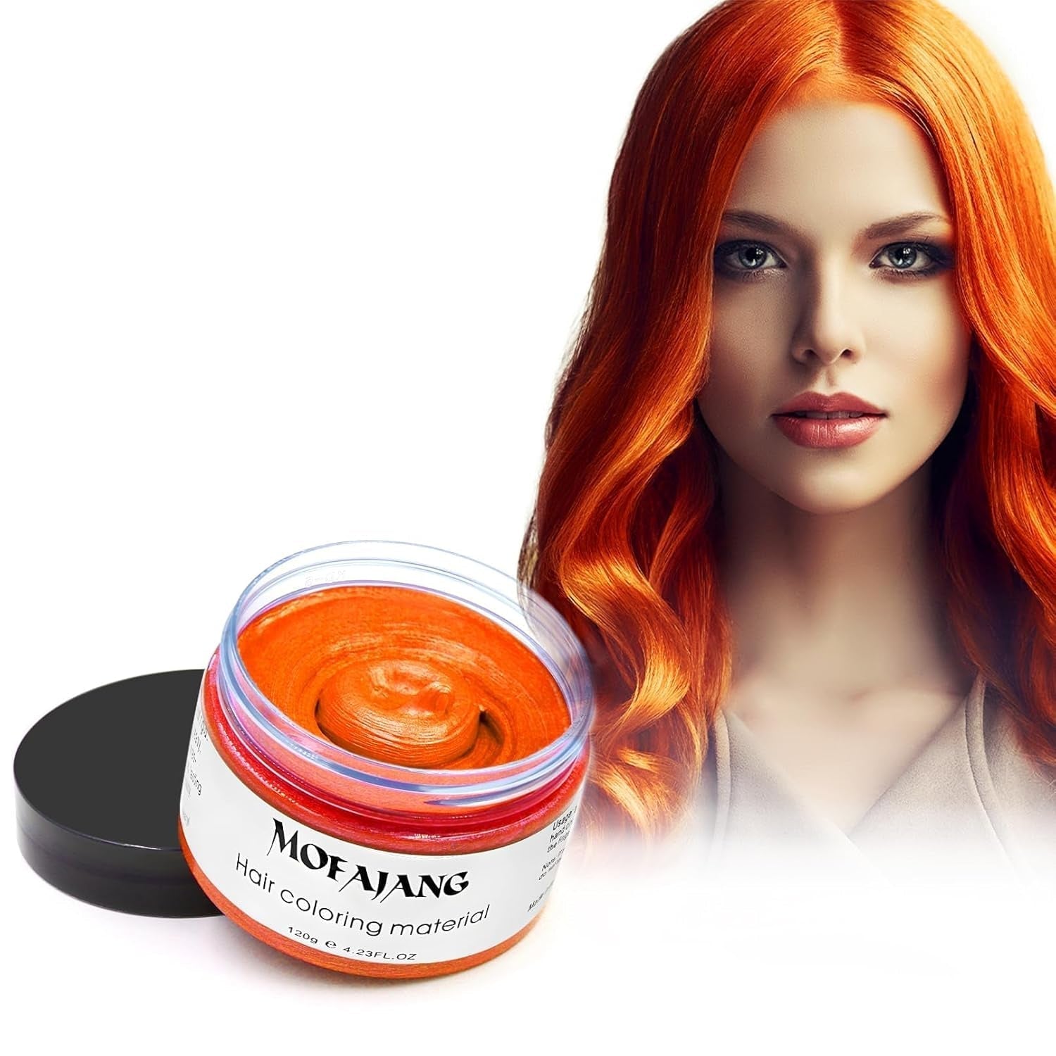 Temporäre Haarfarbe, 4,23 Unzen Farbwachs für Männer und Frauen, waschbare natürliche Farbpomade, sofortige Haarfarbe für Party, Cosplay, Halloween (rot) Naty Shop Haarfarbe Orange 120 g (1 Packung)