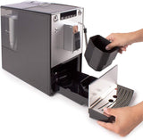 Melitta Solo & Milk – Vollautomatische Slim-Kaffeemaschine mit Milchaufschäumer, Kaffeemaschine mit abnehmbarem Wassertank, z.B. Kaffee oder Cappuccino, Silber