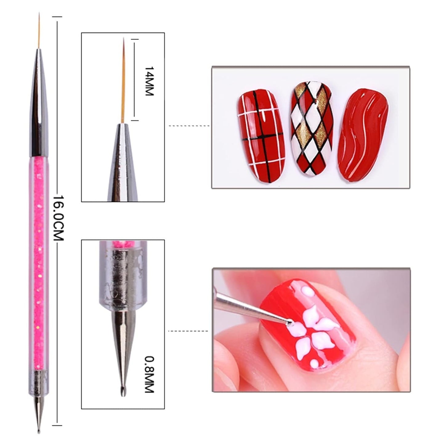 Nagel Art Fineliner Pinsel[5 Stück],Nagel Art Liner Pinsel,Professional Detail Pinselset,Nagellack Pinsel,Für Nail Art Design Painting Salon,Nageldesign Nagel Fußpflege