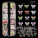 Nail Charms,6 Boxen Gold Silber Nagel Charms 3D Gold Bogen Stern Nail Art Dekoration+6200 Strasssteine ​​​​Bunt Steine ​​​​AB Perlen Diamanten,3D Legierung Bow Nail Gems Nagel Deko Für Frauen Nagel (6-A)