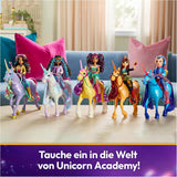 Unicorn Leaf Unicorn Academy – 28 cm großes Original-Ava-Einhorn aus der Netflix-Serie mit echter Mähne und Schweif, abnehmbarem Zaumzeug, Sattel und Bürste, für Kinder ab 4 Jahren
