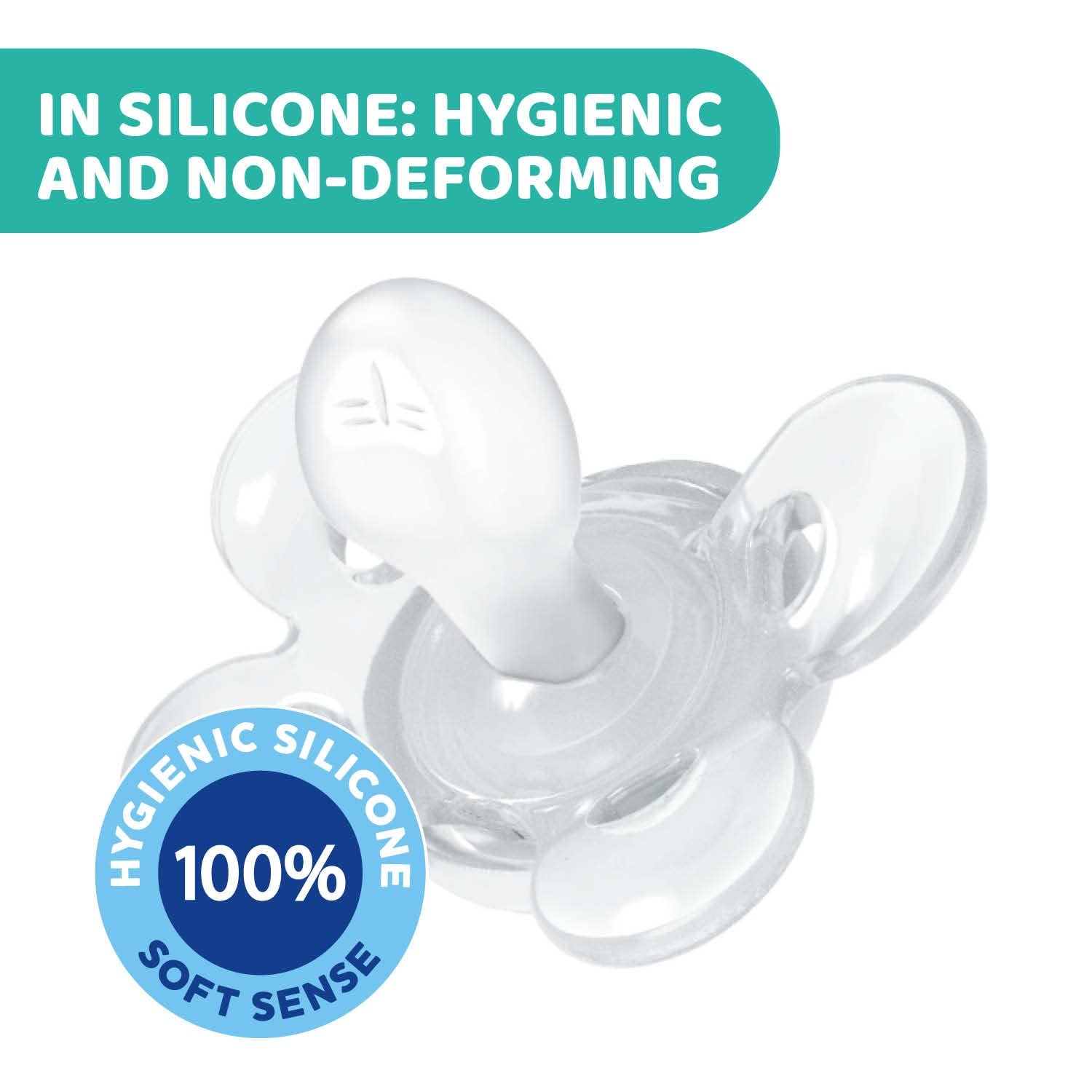 Chicco PhysioForma Comfort Schnuller 16-36 Monate, Babyschnuller mit Silikonsauger, 1 Stück, unterstützt die physiologische Atmung und die korrekte orale Entwicklung, blau