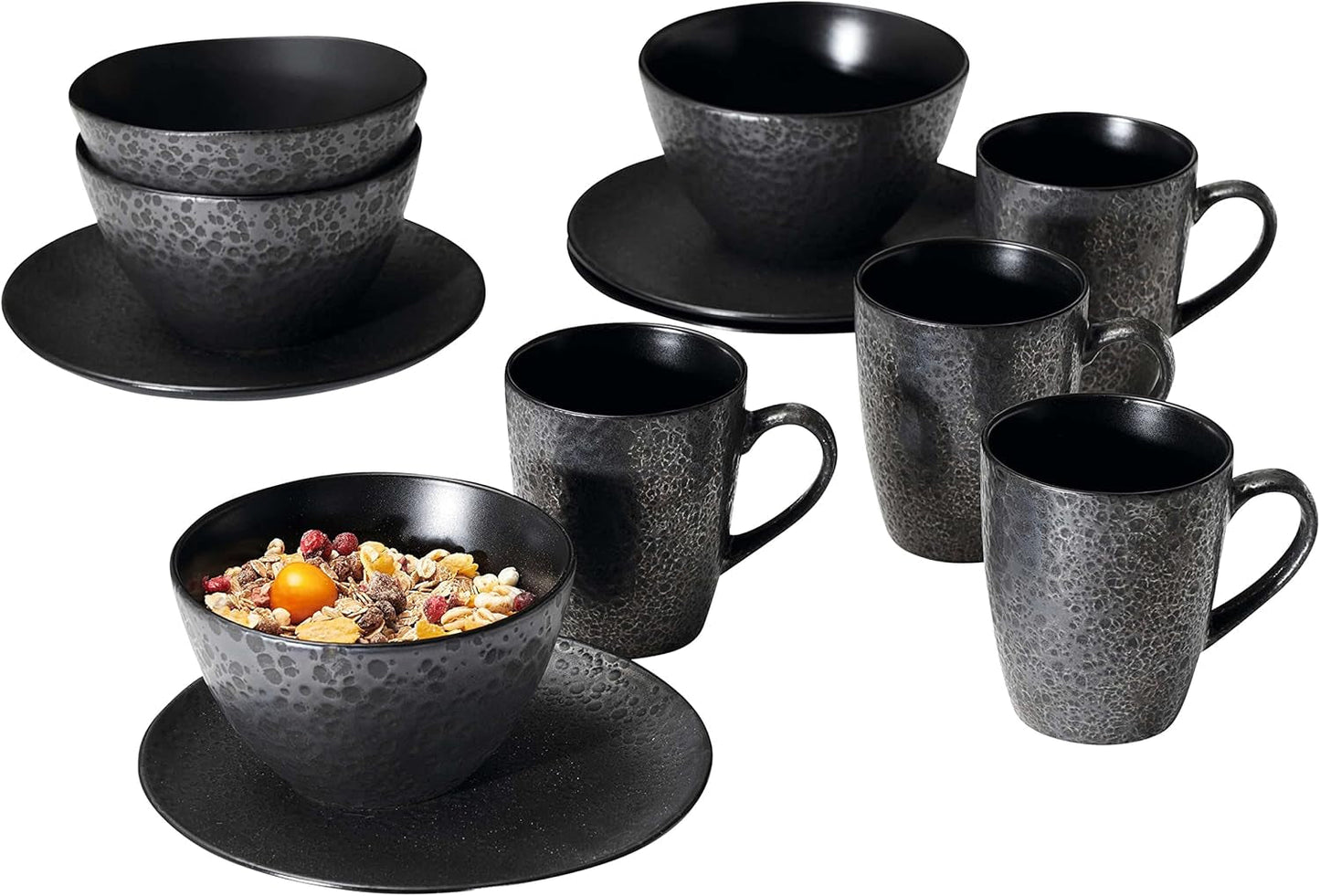 Ritzenhoff & Breker Kitwe Frühstücksset, 12-teilig, Schwarz