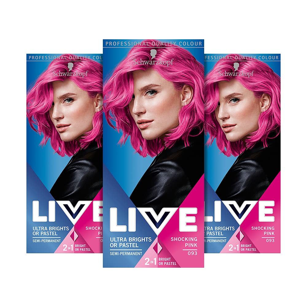 Live Ultra Bright oder Pastellrote Haarfarbe, 3er-Pack, semipermanente Farbe, hält bis zu 15 Haarwäschen – 092 Pillar Box Red Naty Shop Pastell-Haarfarbe, Pink, 3er-Pack (1 Stück)