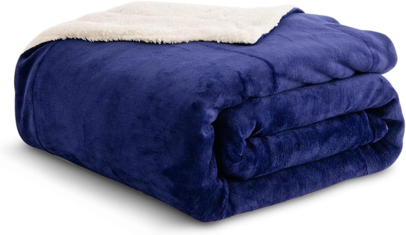 Kono Sherpa-Fleece-Überwurfdecke, 150 x 200 cm, weich, gemütlich, flauschig, wendbar, Mikrofaser, feste Decken für Bett, Couch, Couch (Marineblau, Doppelbett/Doppelbett). Betten und Decken. Besuchen Sie den KONO-Store Navy Twin/Double