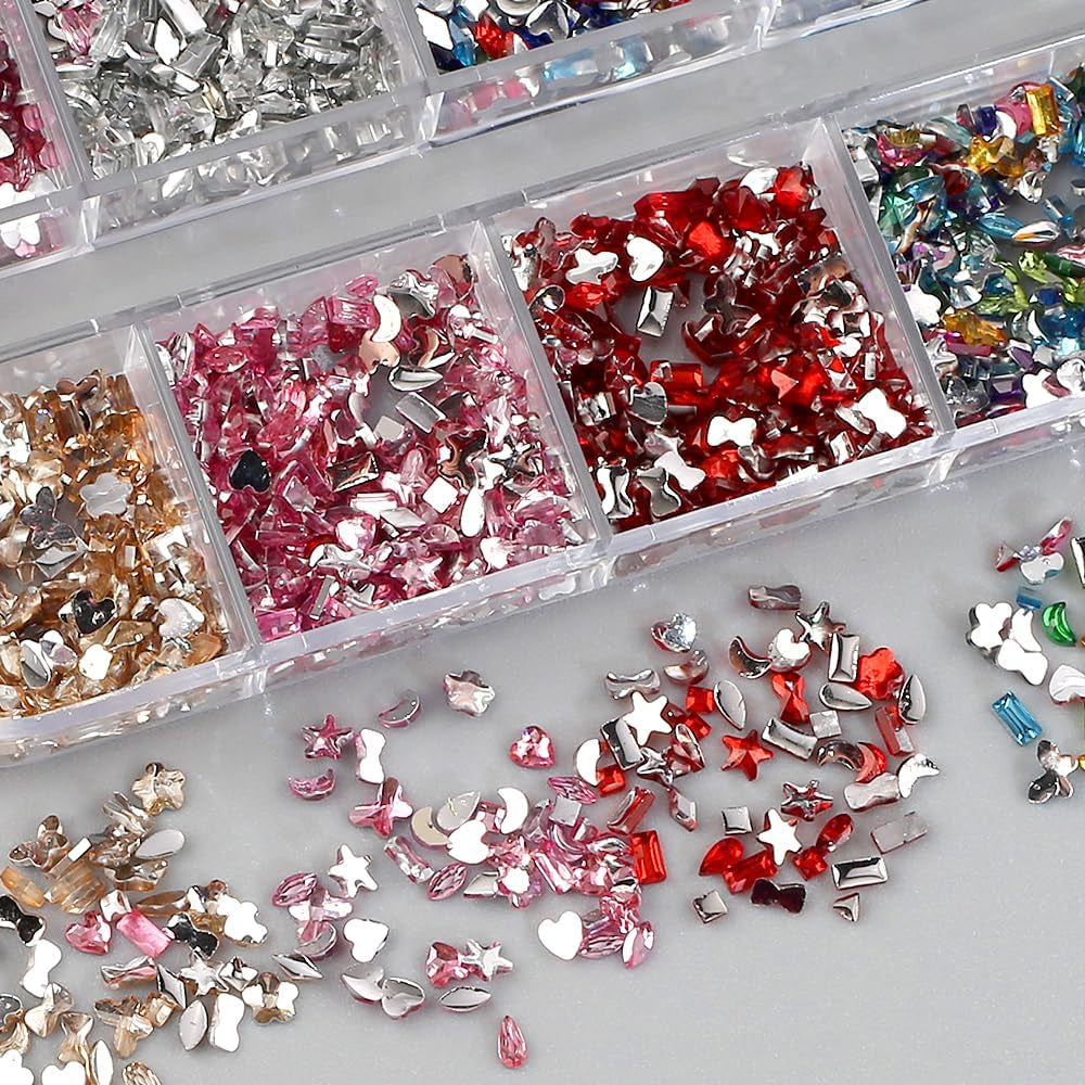 2000 Stück Bunte Strasssteine ​​​​Nägel Glitzersteine ​​​​Nail Charms Nailart Edelsteine ​​​​Nagel Steine ​​​​Glitzer Steine ​​​​Nagel Charms Nägel Zubehör Kristalle Diamant Nageldesign Strass Nail Art Rhinestones Nail Gems