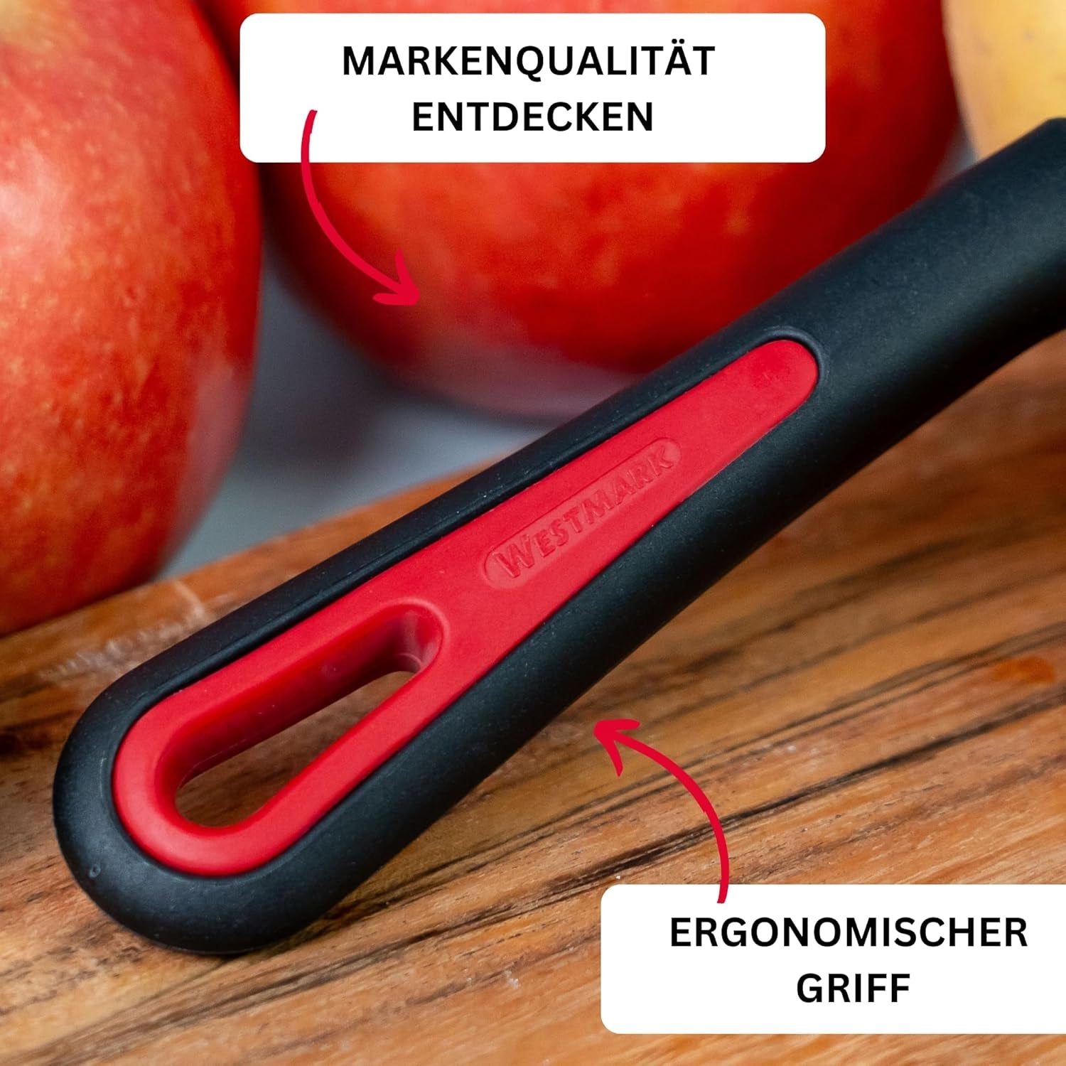 Westmark 29092270 Sparschäler Gallant, Pp/Tpe/Edelstahl, Schwarz / Rot, 16,5 x 3,7 x 2 cm Schäler Naty Shop