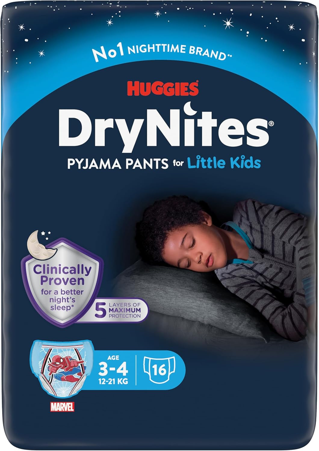 Huggies DryNites Nachtbettnässer-Windeln, Jungen 13–ca. 17 Jahre (48–60 kg), 33 Stück (3 x 11), Jumbo-Monatspackung, XL-Slips