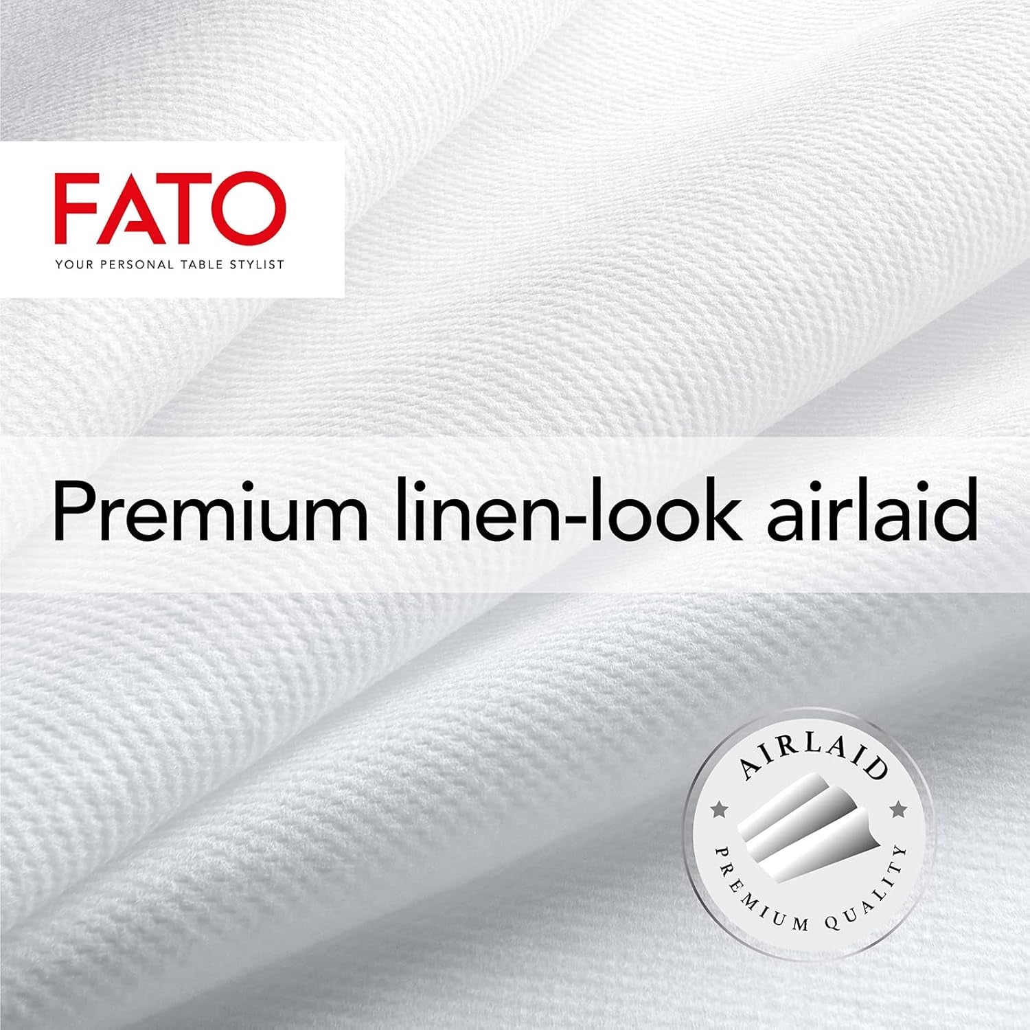 Fato - Trockene Papierservietten, Airlaid, Stoffeffekt, Packung mit 50 Servietten, Größe 40X40 in 4 gefaltet, Farbe Schwarz