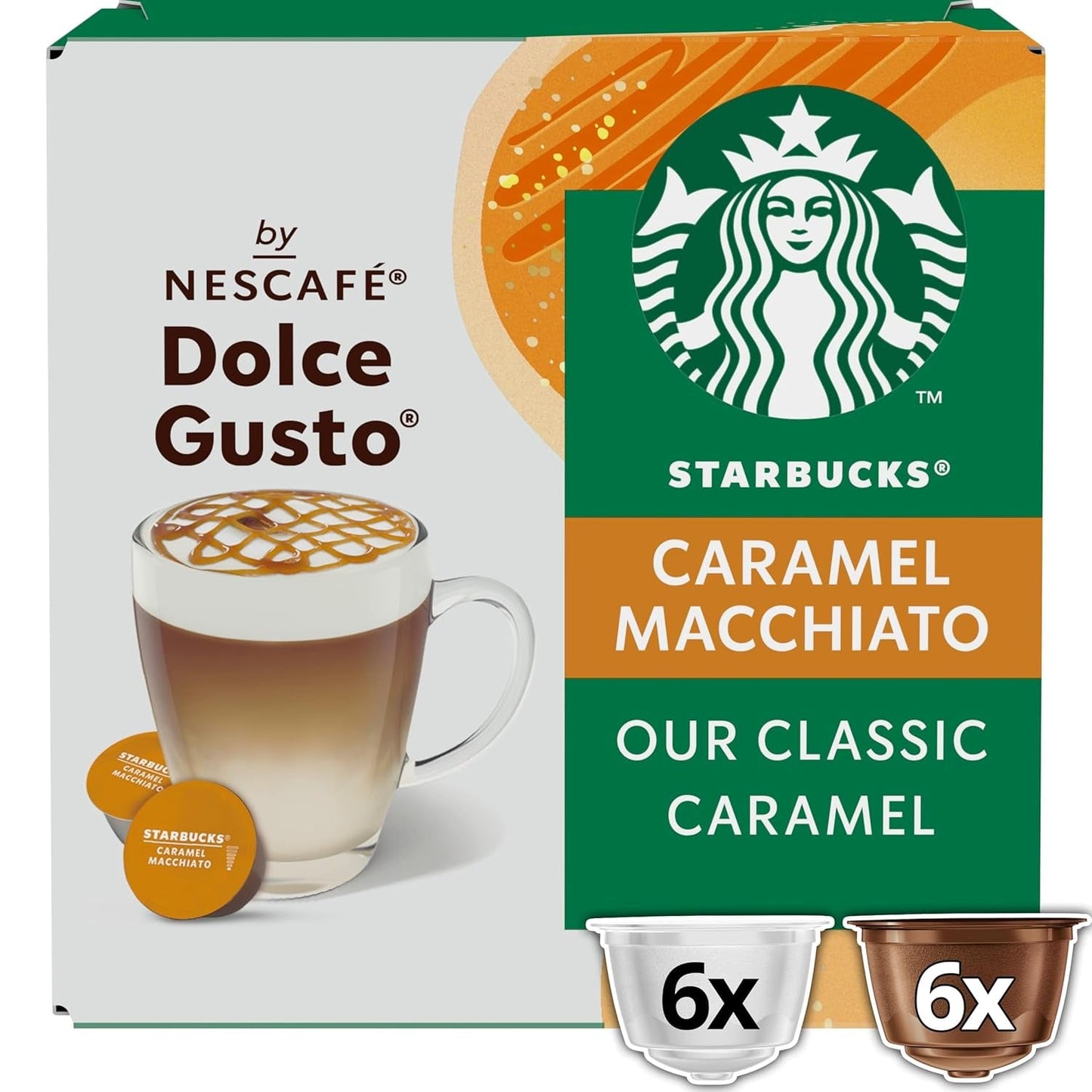 STARBUCKS Caramel Macchiato von Nescafé Dolce Gusto Kaffeekapseln 6 x 12 (72 Kapseln)