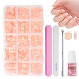 240-teiliges Set mit künstlichen Nagelspitzen, French Press On False Nails, Press On French Nails, 12 Größen, Fake Nails mit Kleber für Damen und Herren (Nude White Medium Almond)