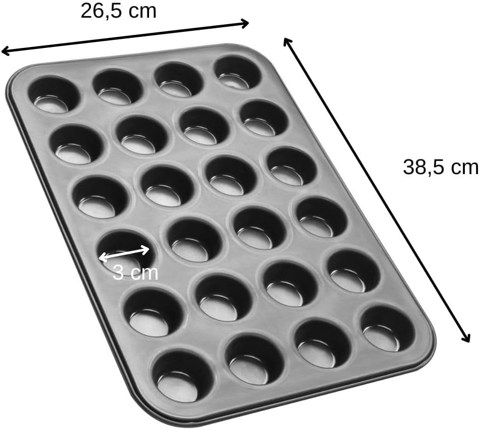 Zenker 6541 Black Metallic 24Er Mini-Muffinform – Antihaftbeschichte Für Perfekte Mini-Muffins, Ø 4,5 cm, ​​Made in Germany Formen und Backbleche Naty Shop