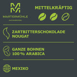 Martermühle Mexiko Bio Espressobohnen entkoffeiniert 1kg mittelkräftig I Arabica I Geschmacksrichtung: Nougat, Zartbitterschokolade I Ganze Bio Espresso-Bohnen schonend geröstet, säurearm