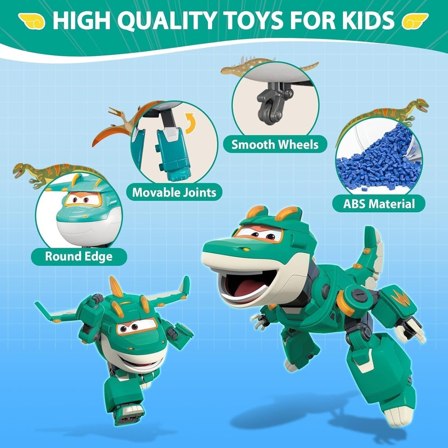 Super Wings 5" Transforming Characters 2er-Pack Transforming Supercharged Jett + Tino Transformer Spielzeug für Jungen und Mädchen ab 3 Jahren, rote Actionfiguren, Naty Shop