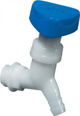 Hünersdorff | Eckventil | Coltara | Für Kanister mit einer Gewindebreite von 22 mm | Schlauchanschluss 13 mm oder 1/2" | Natur/blau