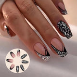Künstliche Nägel, natürlicher Glitzer, kurzes Aufdrücken, selbstklebende Glitzernägel aus Acryl für Frauen und Mädchen, Nagelkunst-Zubehör, 48 Stück