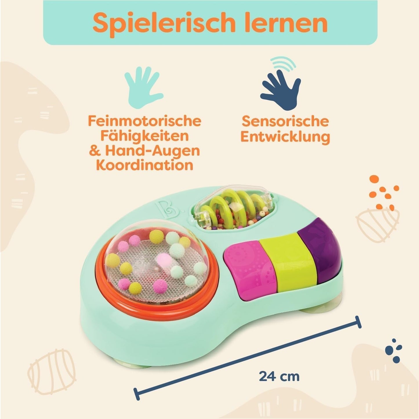 B. Spielzeug - Kinderspielzeug für Hochstuhl - Saugnapfspielzeug mit Musik, Lichtern, Geräuschen - Sinnesspielzeug - Motorikspielzeug für Kinder - ab 6 Monaten - Whirly Pop Baby Toys Naty Shop