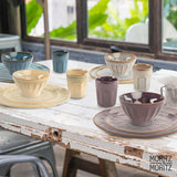 Moritz & Moritz COPA 16-tlg Geschirrset 4 Personen - Elegantes Teller Set aus hochstehendem Steinzeug - Geschirr Set 4 Personen aus je 4x Dinnerteller, Dessertteller, Müslischale & Kaffeebecher