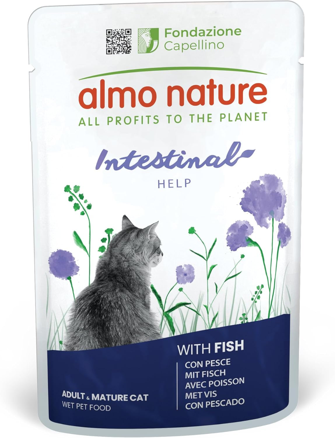 Almo Nature Functional – Darmhilfe – Nassfutter für erwachsene und ausgewachsene Katzen mit empfindlichem Darm – mit Fisch – unterstützt das Mikrobiom – 70 g (30 Stück)