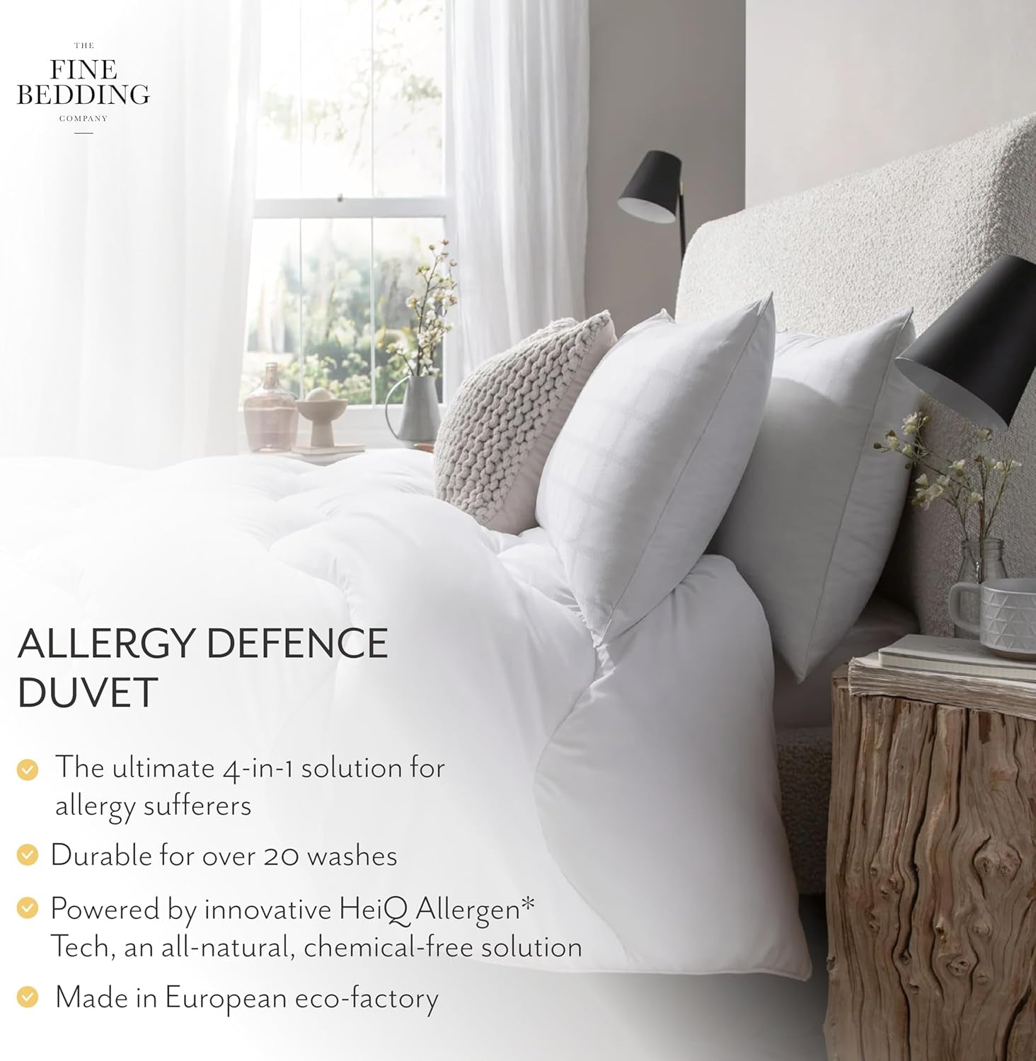 Allergy Defense-Bettdecke, 4,5 Tog, hergestellt aus recycelten Materialien, antiallergen und hypoallergen, Super-Kingsize-Bettdecken und Steppdecken von Naty Shop