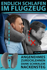 FLOWZOOM AIR Aufblasbares Nackenkissen mit Kapuze – Flugzeug-Nackenkissen – Reisekissen – schnell aufblasbares Reise-Nackenkissen – Flugzeugkissen – Reisekissen – Nackenkissen für Erwachsene (grau). Zervikale orthopädische Kissen von Naty Shop
