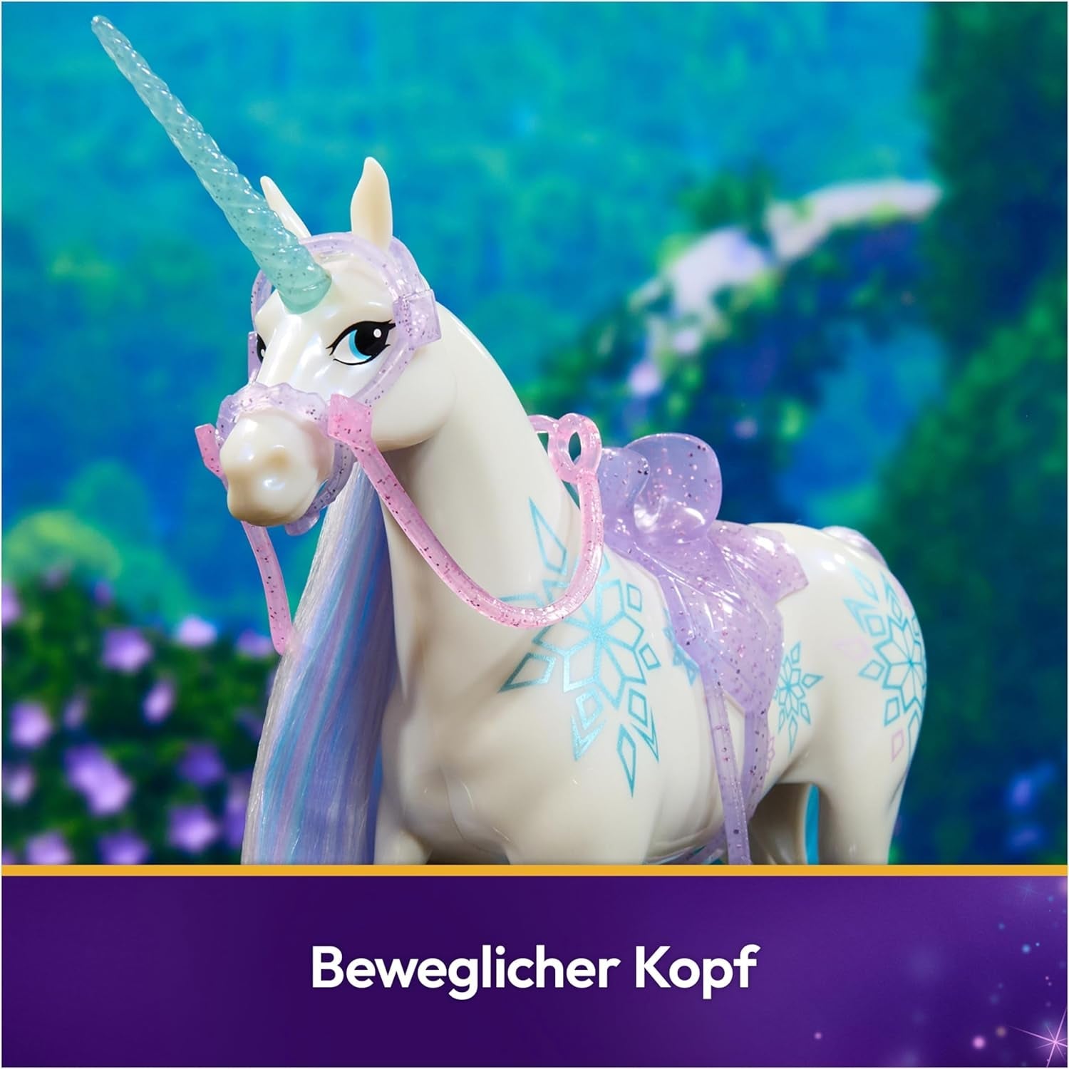 Unicorn Academy Unicorn Glacier – 28 cm groß, Laylas Original-Netflix-Einhorn mit echter Mähne und Schweif, abnehmbarem Zaumzeug, Sattel und Bürste, für Kinder ab 4 Jahren