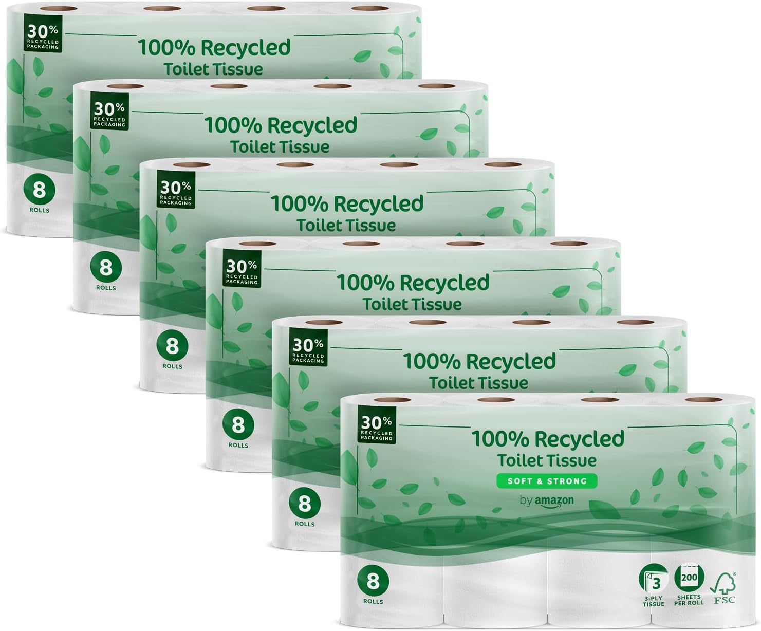 By Amazon Toilettenpapier, 3-lagig gesteppt, samtig weich, 36 Rollen (9 Rollen, 4er-Pack), 200 Blatt pro Rolle, FSC-zertifiziert