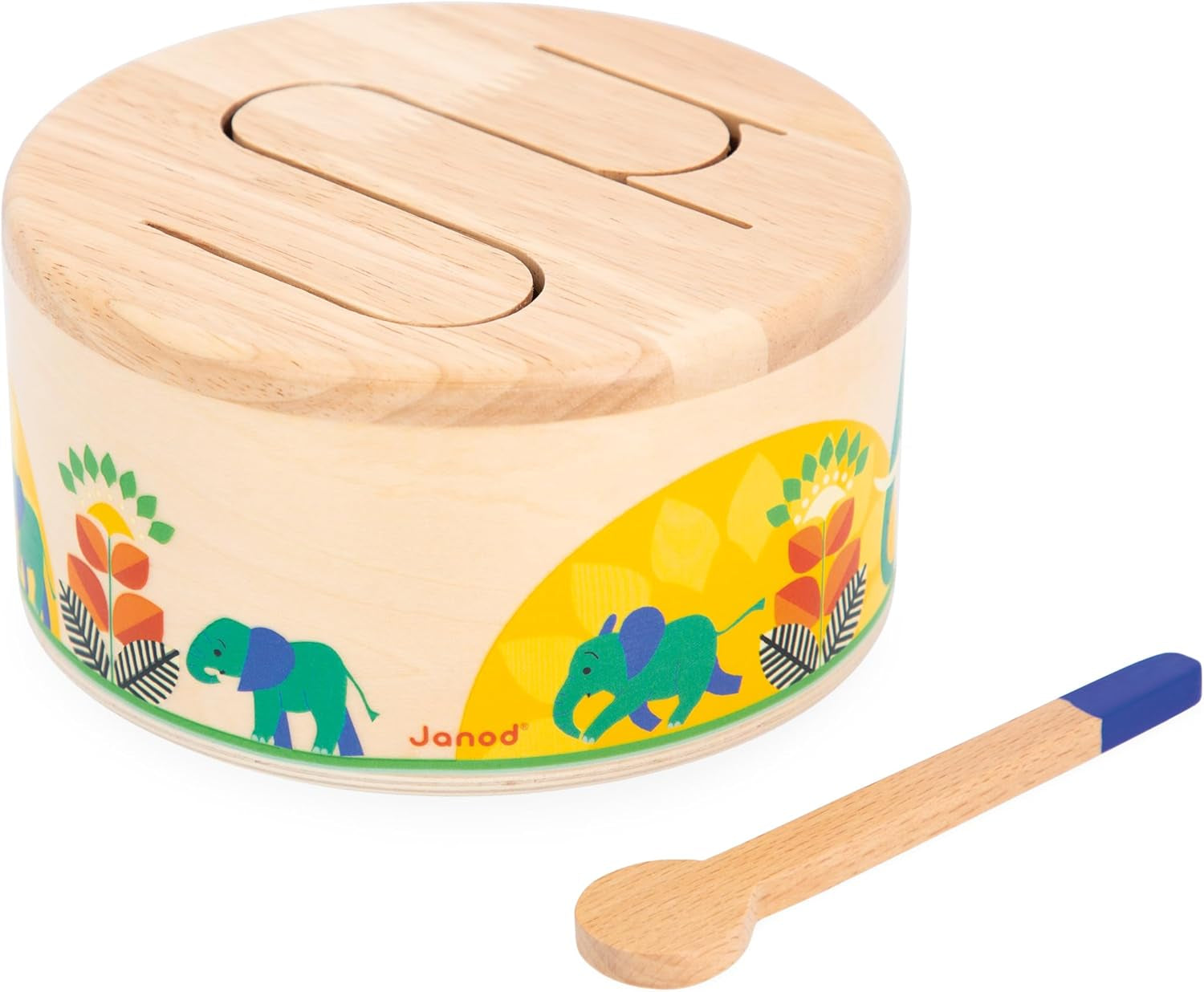 Janod - Gioia Drum - FSC-Holztrommel + Trommel - Rollenspiel und musikalische Früherziehung - Aquarell - Ab 18 Monaten, J07650 Bebe Toys Naty Shop