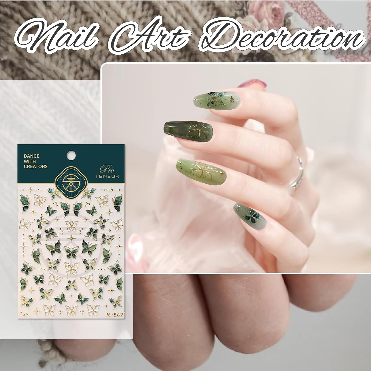 2 Blätter 5D Schmetterling Nagelsticker Selbstklebend, Nagelsticker Gold Rand, Nagel Designing Zubehör, Nail Art Sticker, Schmetterlinge Deko Nagelaufkleber, Nageltattoos