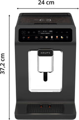 KRUPS Evidence One automatische Espressomaschine mit Milchschlauch, One-Touch-Cappuccino, 12 Spezialgetränke, 2-Tassen-Funktion, Farbdisplay, Espressomaschine, TÜV-Zertifikat, Schwarz, EA895N10