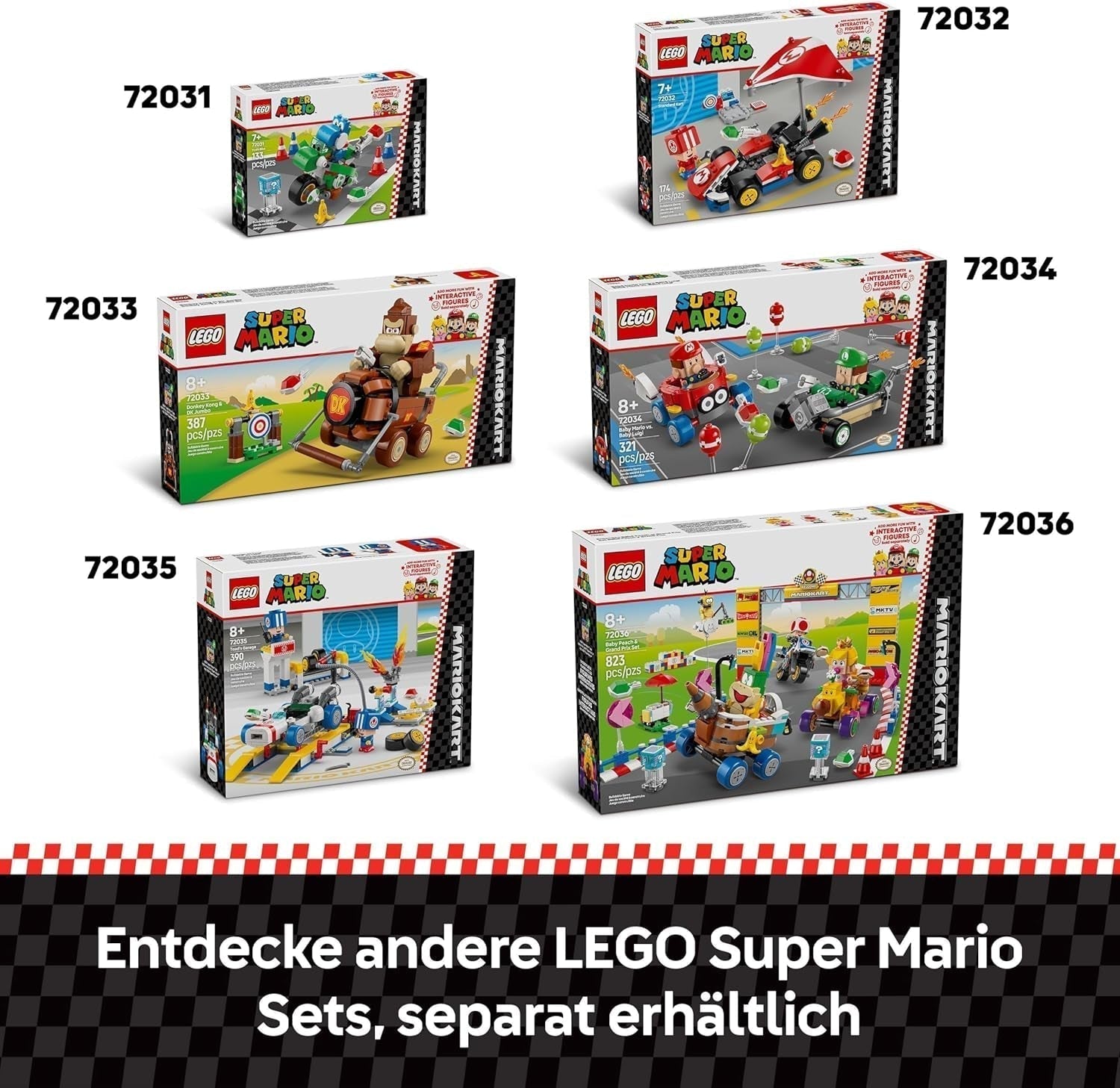 LEGO Super Mario: Mario Kart – Baby Peach & Grand Prix Set, Nintendo-Figuren – Kröte, Lakitu, Baby Peach und Lemmy, Geschenk für Jungen, Mädchen und Gamer ab 8 Jahren, Abenteuerspielzeug 72036 Bausets Beuche den LEGO-Store