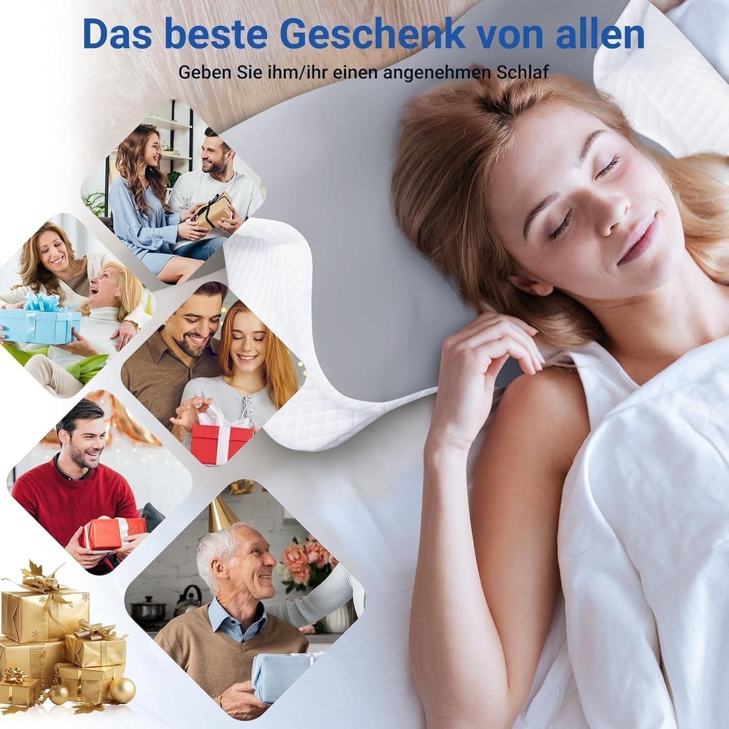 Hothands Memory Foam-Kissen, ergonomisches orthopädisches Kissen, seitliches Rückenkissen zur Linderung von Bauchschmerzen, verbessert die Schlafqualität, 62 x 41 x 13/11 cm, orthopädische Nackenkissen, Naty Shop