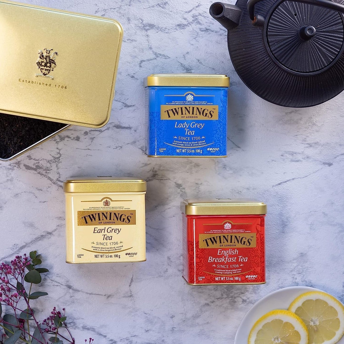 Twinings English Breakfast Tea Loser Schwarztee in Teebox Kräftiger Schwarztee aus hochwertigen Teeblättern, gepflückt von den besten Teeplantagen in Sri Lanka und Indien G, neutral, 100 Gramm