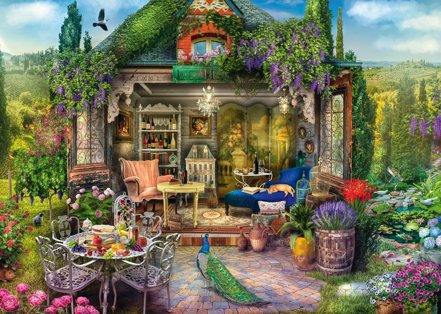 Schmidt Spiele 59794 Gartenhaus in den Weinbergen, Puzzle 1000 Teile Puzzle Naty Shop