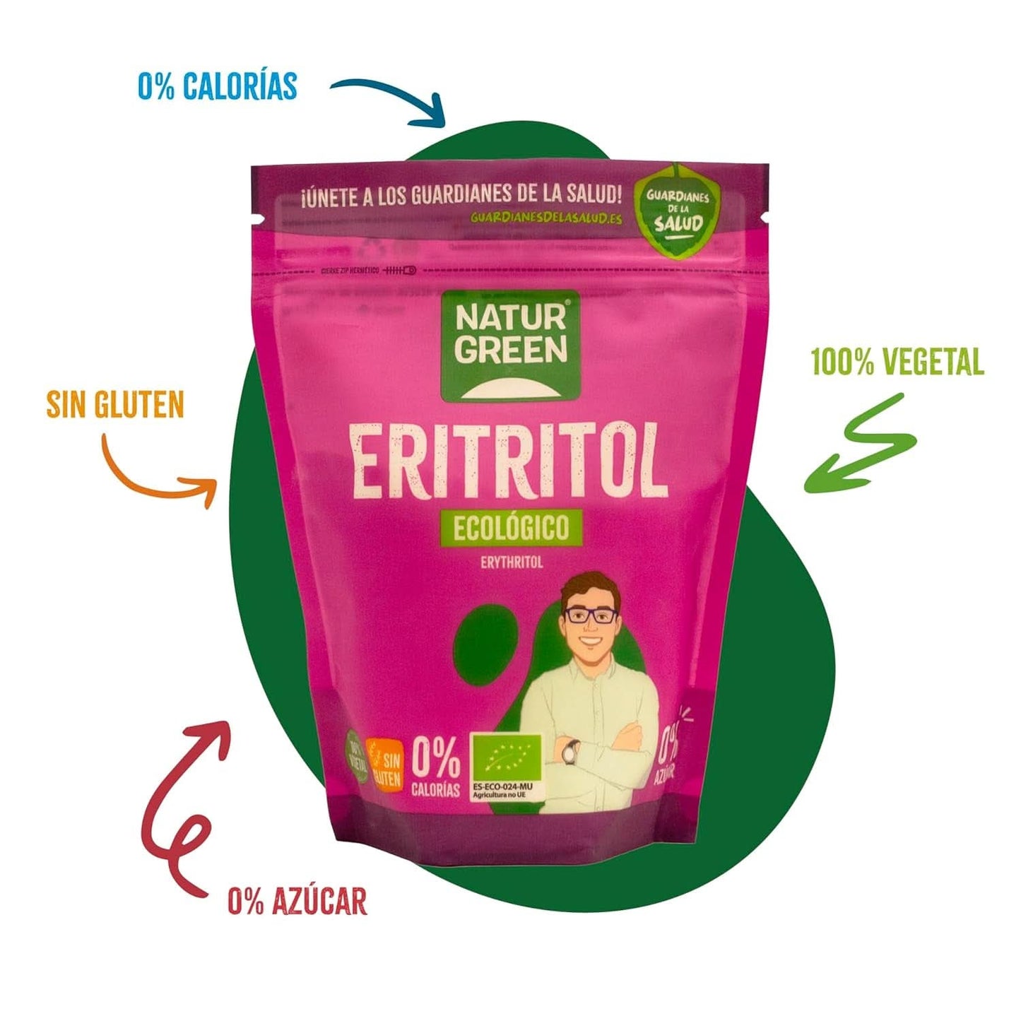Bio-Erythrit, natürlicher Süßstoff, biologisch, niedriger glykämischer Index, 500 Gramm Süßstoffe Naty Shop