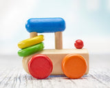 Selecta Lokomotiv-Fangspielzeug, 8,5 cm, Holz, 6 Monate – 3 Jahre, Lokomotive mit Rasselringen Jucarii Bebe Naty Shop