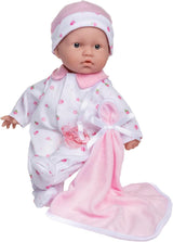 JC Toys La Baby Kaukasisches Babypuppen-Set – 28 cm, weiche, waschbare Puppe, rosa, abnehmbares Outfit mit Hut, Decke und Schnuller für 12 Monate und älter. Naty Shop Puppen, rosa, einzeln