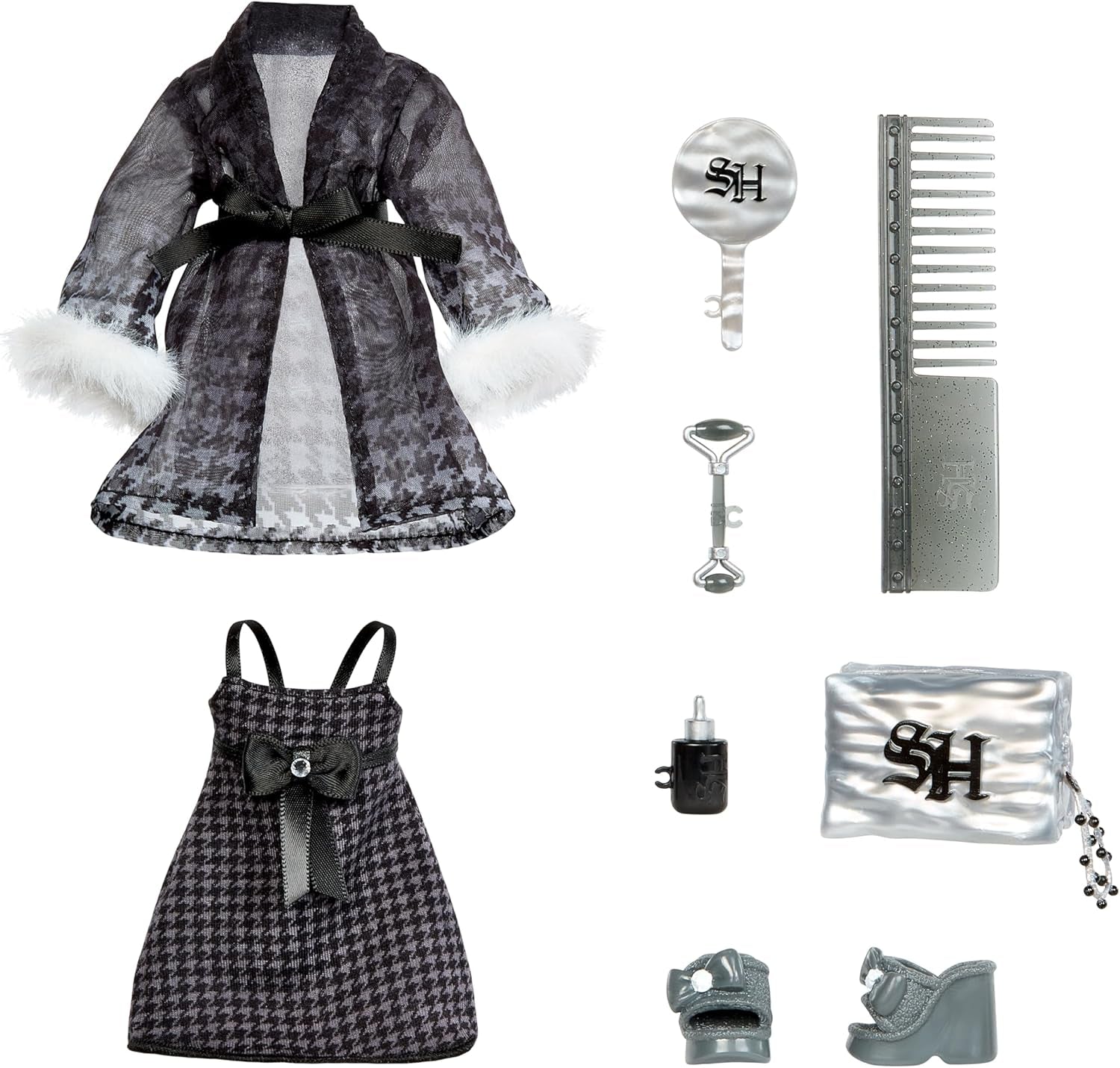 Rainbow High Shadow High Girl's Night – Shanelle Onyx – 28 cm große Modepuppe in Grautönen, schwarzem Haar und Outfit mit Accessoires und Kamm – Für Sammler und Kinder ab 6 Jahren